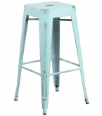 Backless Distressed Ice Blue Bistro Bar Stool